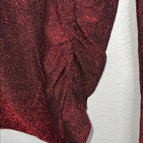 Veronica Beard Mylie Top Ruched Mock Neck Long Sleeve Top Size M In Crimson Red - Picture 9 of 15